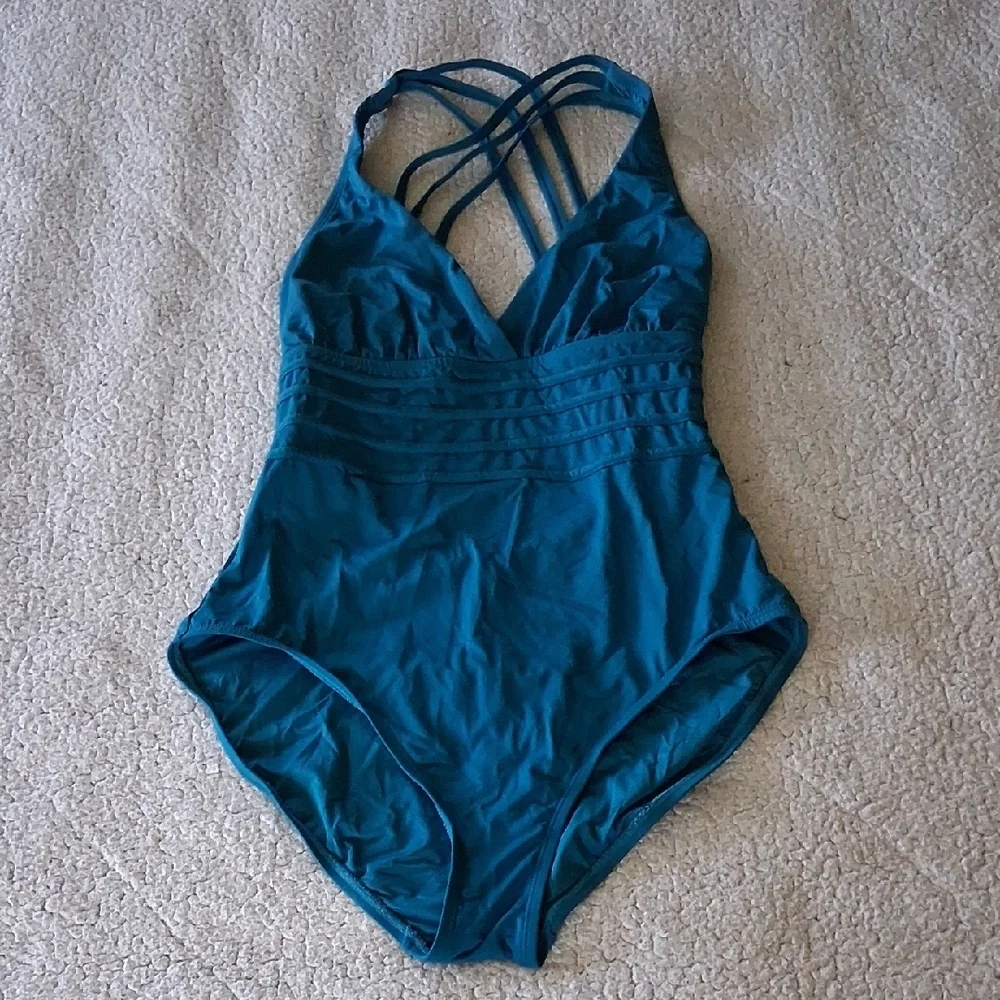 La Blanca Teal One Piece Swimsuit - Picture 1 of 3